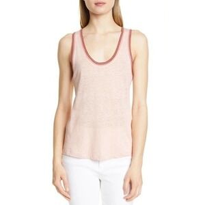 $125 NWT Rag & Bone Molly Tipped Slub Linen Tank Top Dusty Rose Crochet Trim/S